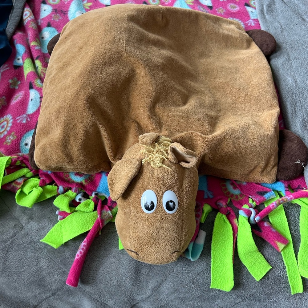 Plush Brown Animal Floor Pillow for Kids - Soft Cozy Cushion